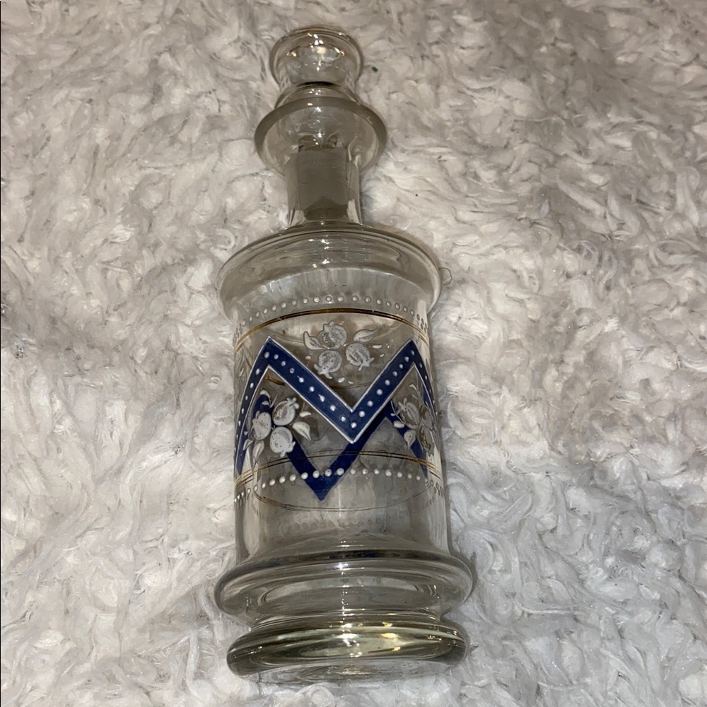 Vintage hand painted enamel & gold gilded detailing bottle
